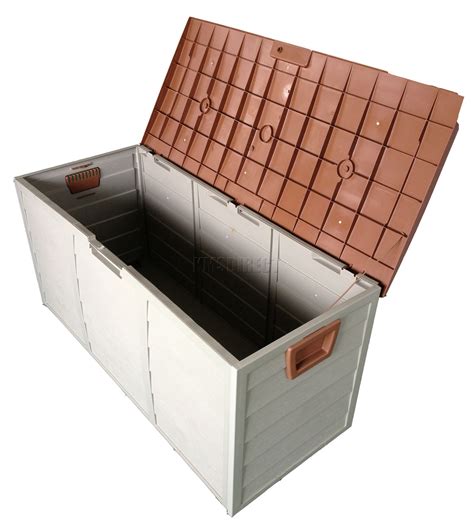 New Brown Garden Outdoor Plastic Storage Chest Shed Box Case Container