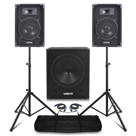 Max 8 Passive DJ Speakers Pair SMWBA18 Subwoofer Stands