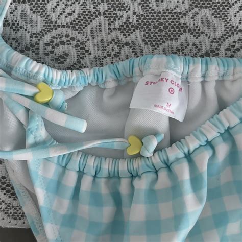 Stoney Clover Blue Gingham Bikini Set With Yellow Depop
