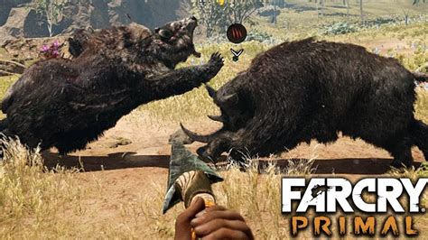 GREAT SCAR BEAR Vs WOOLLY RHINO Far Cry Primal Hoorikz YouTube