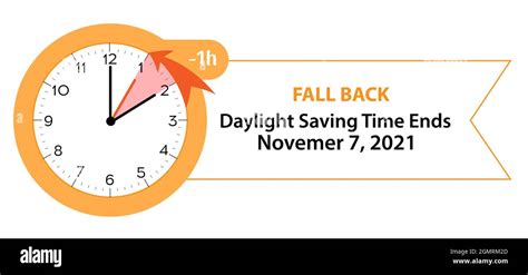 Daylight Saving Time Ends November 7 2021 Web Banner Reminder Vector