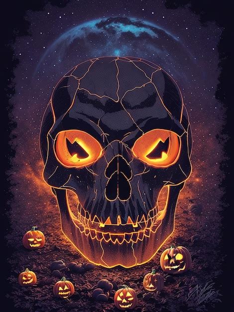 Premium Photo Spooky Skull Halloween Pumpkin Creepy Delight For The Night