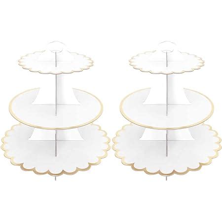 Amazon 2 Set White And Gold 3 Tier Round Cardboard Cupcake Stand