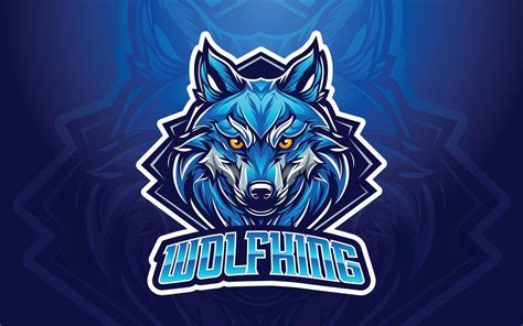 Wolf Mascot Logo With Blue Background Vector 41334915 Vector Art At