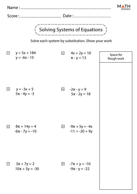 Systems Of Equation Worksheets