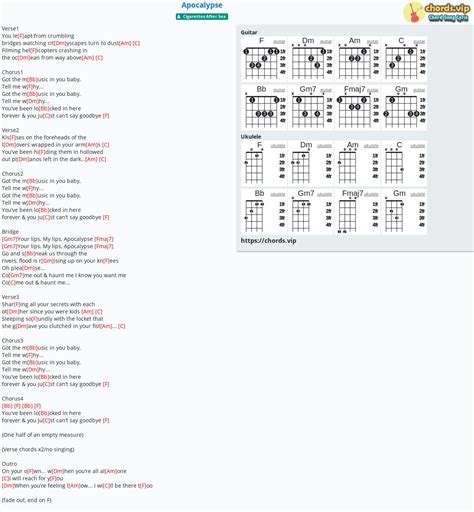 Chord Apocalypse Cigarettes After Sex Tab Song Lyric Sheet Hot