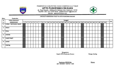 Ceklist Kebersihan Toilet Pdf