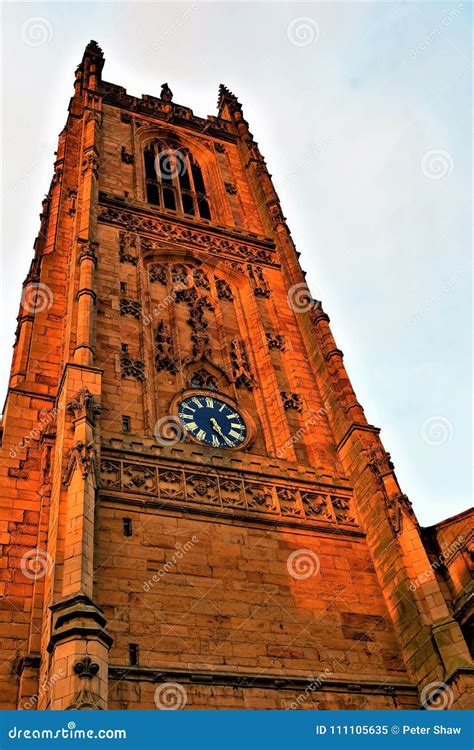 Derby Cathedral Clock Tower Stock Image Image Of Clock Derbyshire