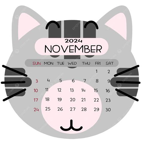 November 2024 Calendar Cat, 2024, Monthly Calendar, November Calendar ...