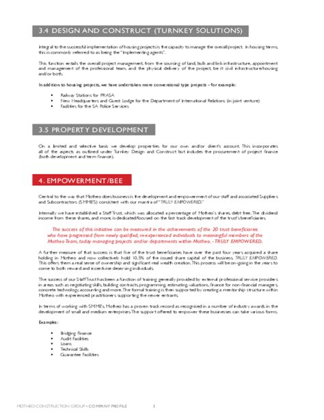 Construction Company Profile Sample Free Download
