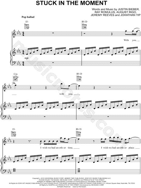 Justin Bieber "Stuck In the Moment" Sheet Music in Eb Major (transposable) - Download & Print ...