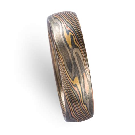 Earthy Mokume Gane Matching Wedding Band Set In Twist Pattern Etsy