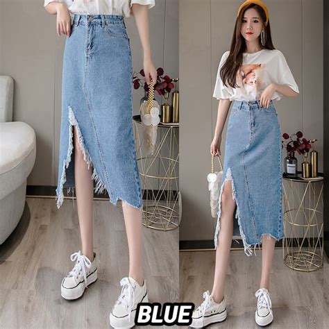 Jual KARAKOREA 6156 Hyuna Denim Skirt Rok Jeans Wanita Rok Jeans Korea