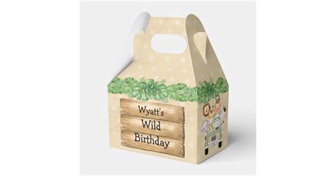 Wild One Birthday Safari Animal Favor Box Zazzle