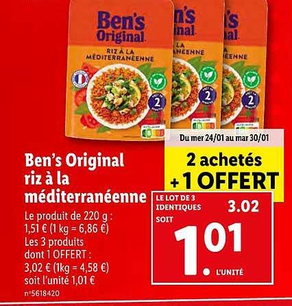 Promo Ben S Original Riz La M Diterran Enne Chez Lidl Icatalogue Fr