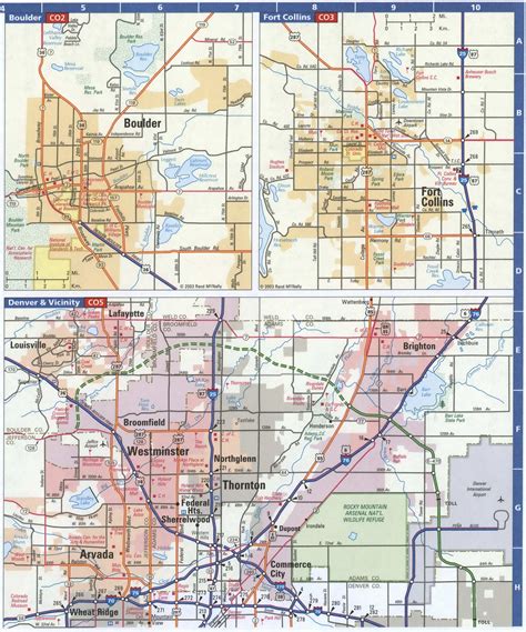 Map of Colorado cities, detailed map with highways streets shopping centers