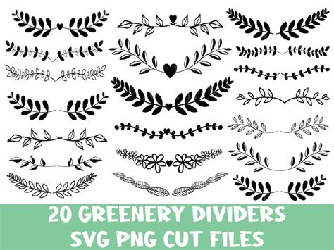 Greenery Leaf Divider Svg Bundle Decorative Border Svg Etsy