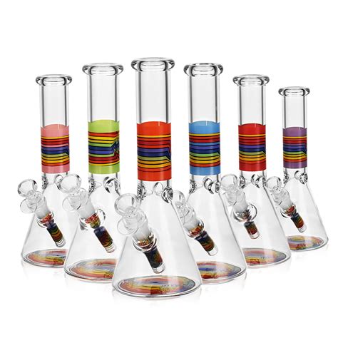 Esigo New Design Wholesale Rainbow Wig Wag Glass Hookah Pipe Shisha Beaker Smoking Glass Water