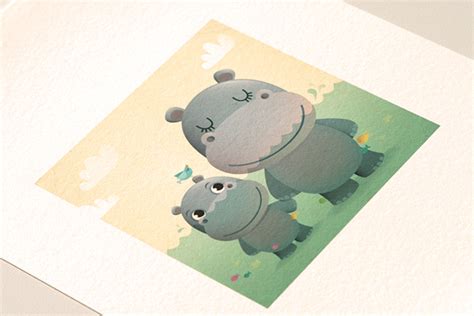 Mother and baby hippo on Behance