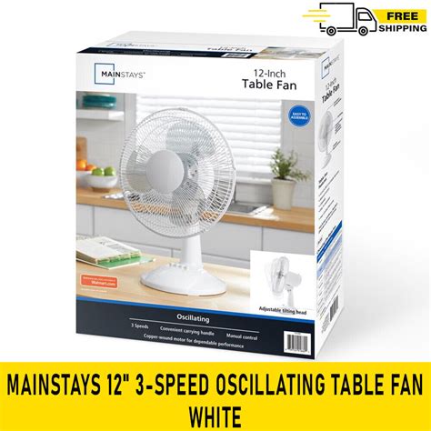 Mainstays Inch Blade Oscillating Table Fan With Speeds Black White