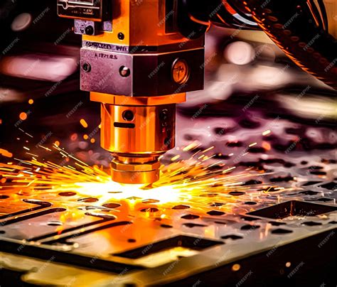 Premium AI Image | a industrial laser cutting machine cutting metal