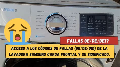 Acceso a los códigos de fallas 0E DE DE1 de la lavadora Samsung carga