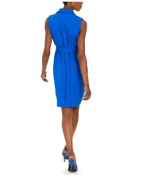 Calvin Klein Synthetic Moto Sheath Dress In Blue Lyst