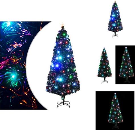 VidaXL Kunstkerstboom Groen 210 Cm Met LED En Glasvezel Verlichting