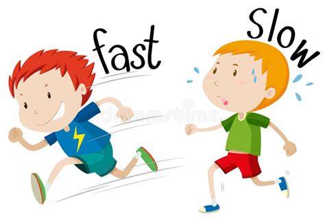 Opposite Adjectives Fast And Slow Stock Vector - Image: 60925266