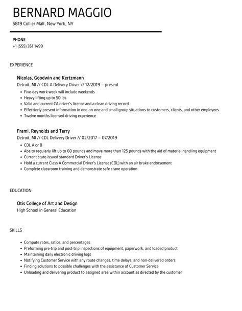 Delivery Driver Resume Samples Velvet Jobs