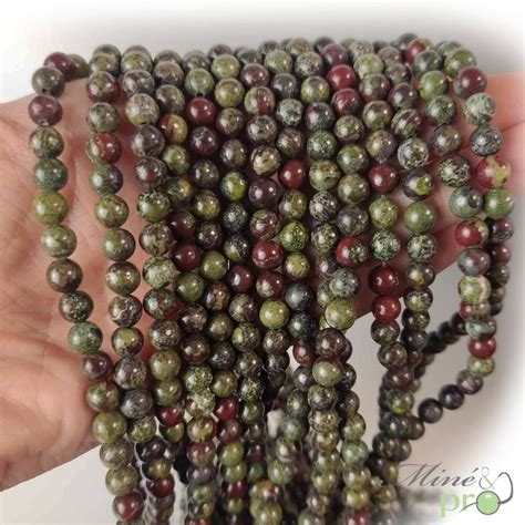 Jaspe Sang Du Dragon Naturel En Perles Rondes Mm Fil Complet Mine