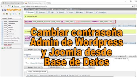 Restablecer Contrase A De Wordpress Y Joomla Desde La Base De Datos Con