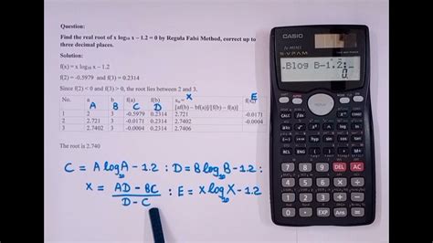 How To Find Root Of Equation By Regula Falsi Method Using Calculator Numerical Methods Youtube