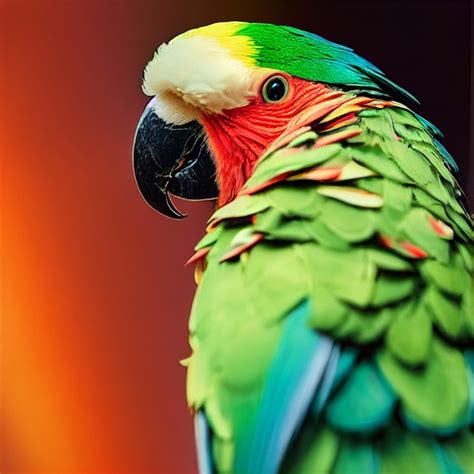 Premium Photo Colorful Green Parrot Closeup Portrait 3d Rendering