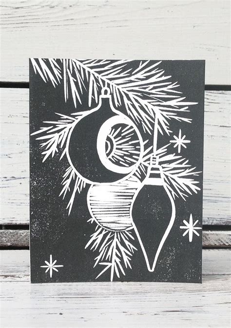 Ornaments Card - Set Forth Studio | Print christmas card, Linocut ...