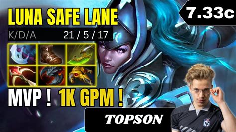 Patch C Topson God Luna Safe Lane Gameplay Dota Full Match