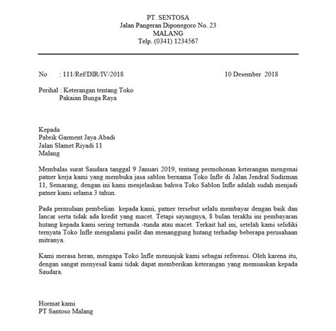 contoh surat korespondensi bisnis perumperindocoid