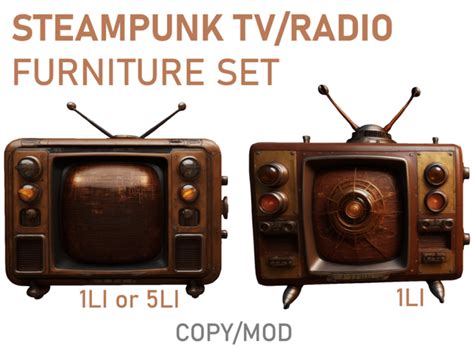 Second Life Marketplace Steampunk Tv Radio Set One Prim