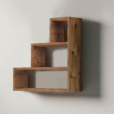 Millwood Pines Rane Wood Floating Wall Mount Shelf W Staggered Design