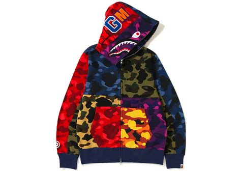 Bape Mix Camo Shark Hoodie Multi Fw18