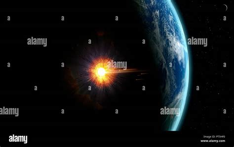 Impatto Di Un Asteroide Illustrazione Di Un Asteroide Di Grandi Dimensioni Di Collidere Con La