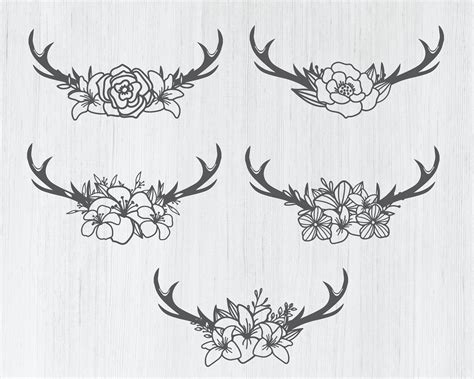 Feminine Deer Antlers Svg Bundle A Floral Delight