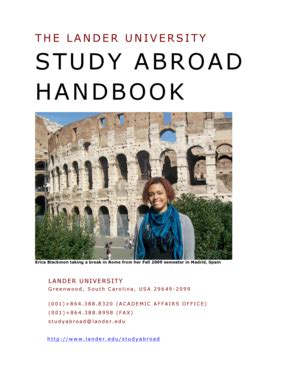 Fillable Online Lander STUDY ABROAD HANDBOOK Lander University