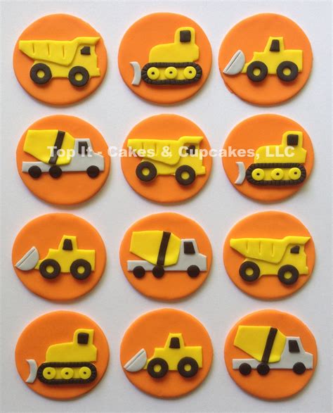 Fondant Cupcake Toppers Camions De Chantier Par TopItCupcakes Fondant