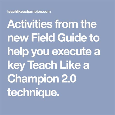 Activities From The New Field Guide To Help You Execute A Key Teach