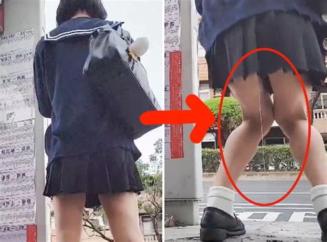 【画像】”女子高生” が通学中我慢できずバス停でお漏らしする動画がバズるww ポッカキット