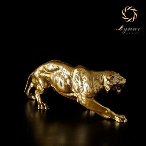 Gold Tiger Figurine Large Tiger Statue Big Cat Sculpture - Etsy