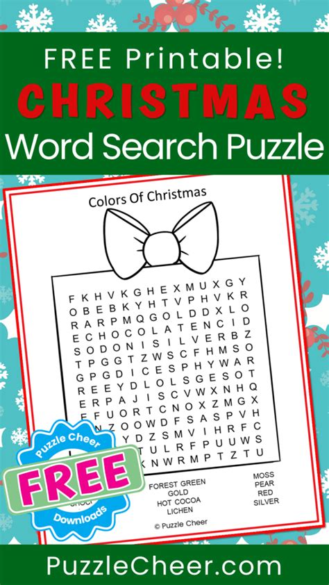 Colors Of Christmas Word Search Puzzle Cheer