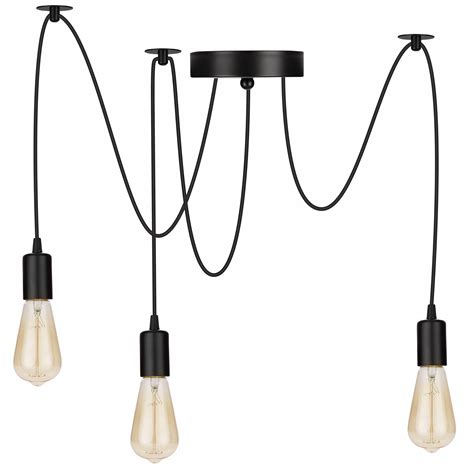 LAMPA WISZĄCA SUFITOWA ŻYRANDOL PAJĄK 3x E27 LOFT LX1401 BLACK 3x E27