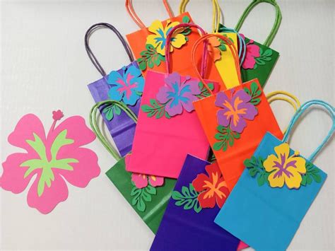 Hawaiian Bags Aloha Themed Party Luau Favor Bags Hibiscus Etsy